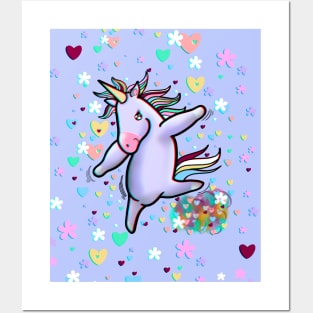 Funny unicorn dancing Posters and Art